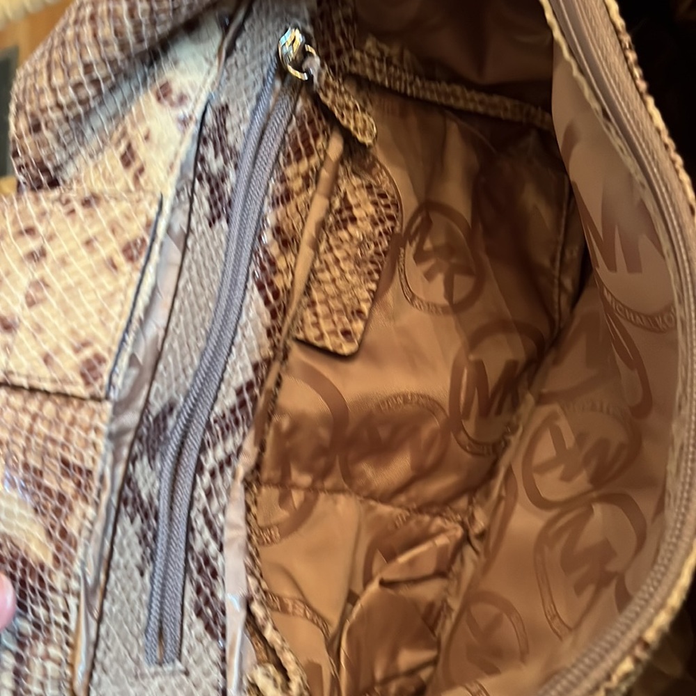 Michael Kors Snake Print Hobo Bag - Brown and Gold - Picture 4 of 7